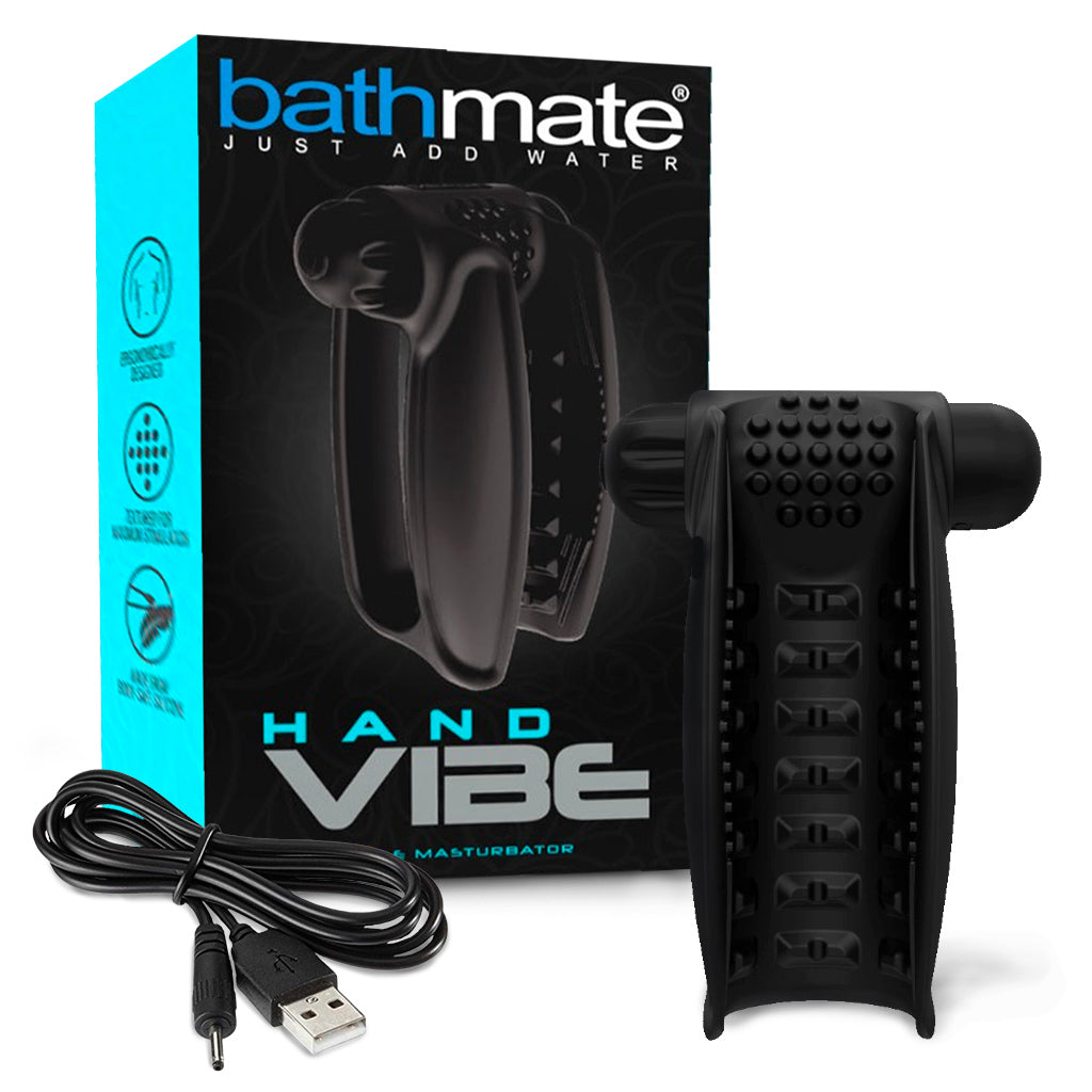 Bathmate Hand Vibe Wrap-Around Vibrating Stroker Box inclusions