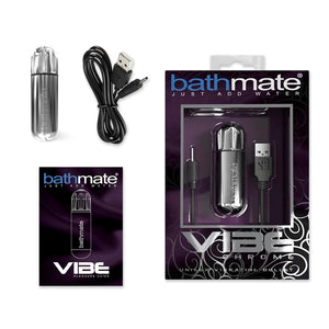Bathmate Vibe Bullet Vibrating Stimulator Chrome Inside Package Inclusions