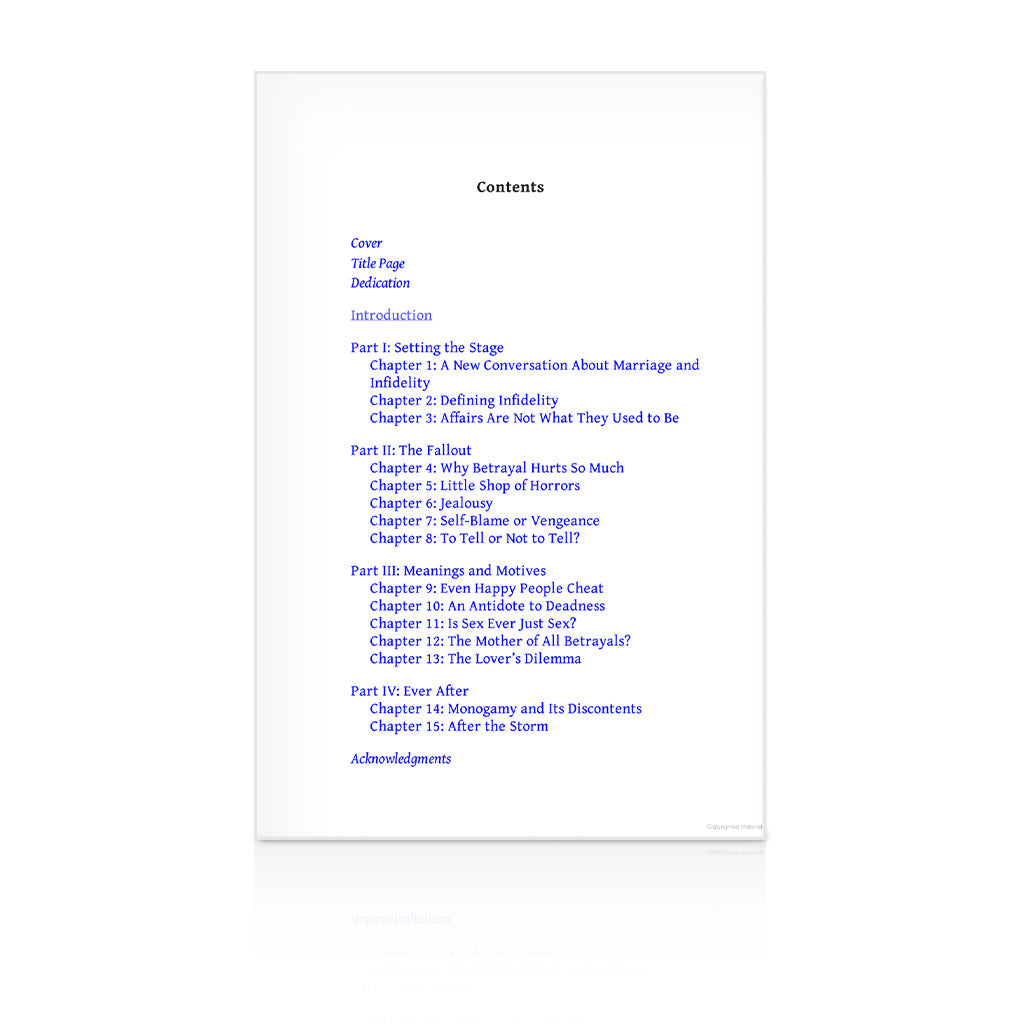 The State of Affairs: Rethinking Infidelity Book Content Page