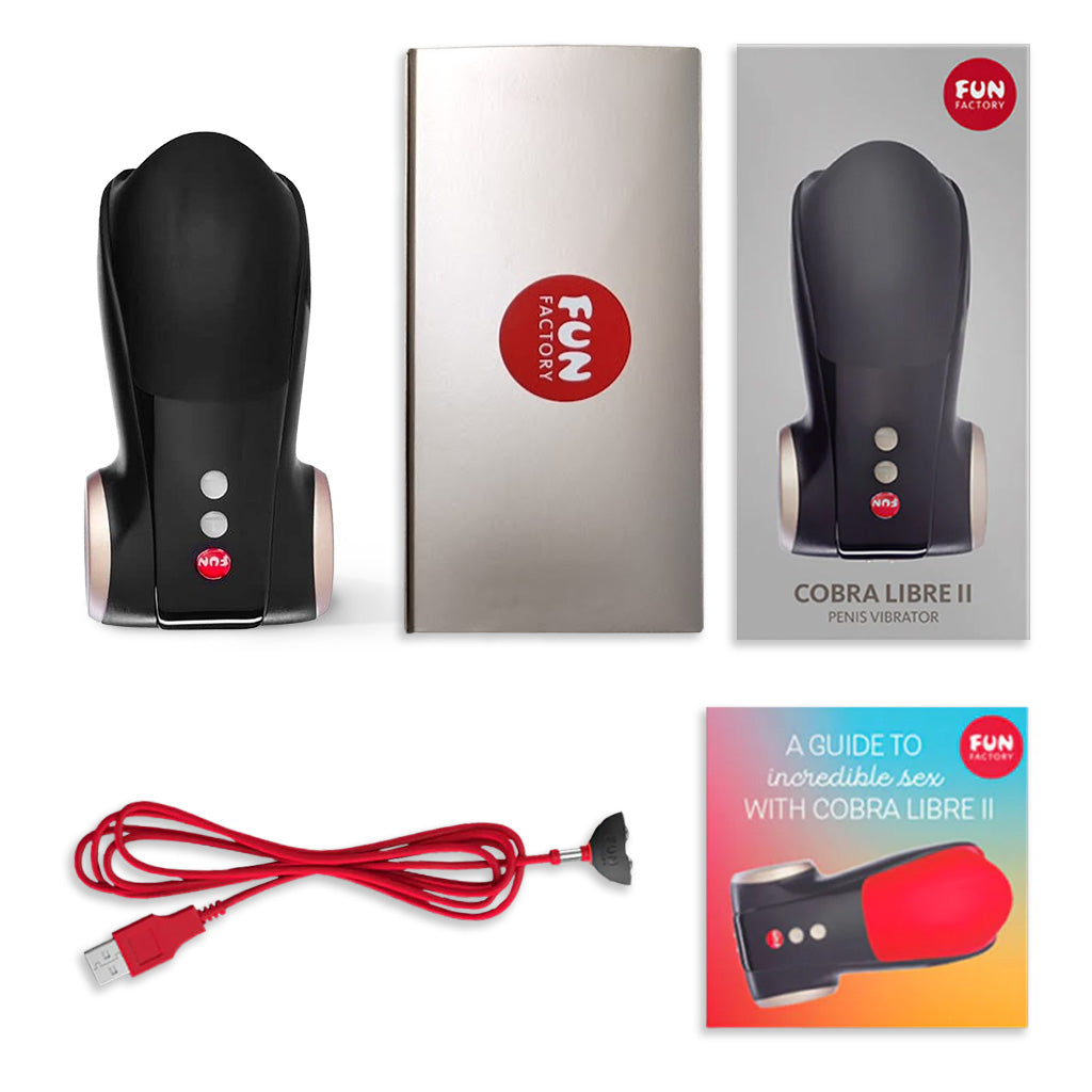Fun Factory Cobra Libre 2 Penis Head Stimulator Black Inside Package Contents