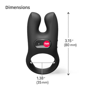 Fun Factory NOS Vibrating Cock Ring Front View Dimensions