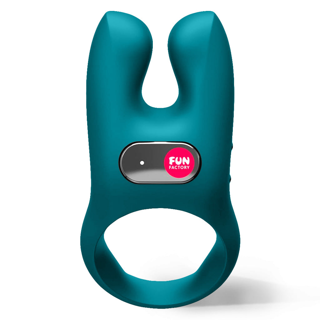 Fun Factory NOS Vibrating Cock Ring Front View Teal