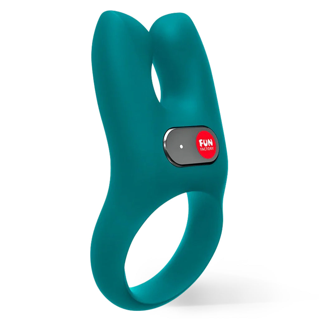 Fun Factory NOS Vibrating Cock Ring Teal Profile View
