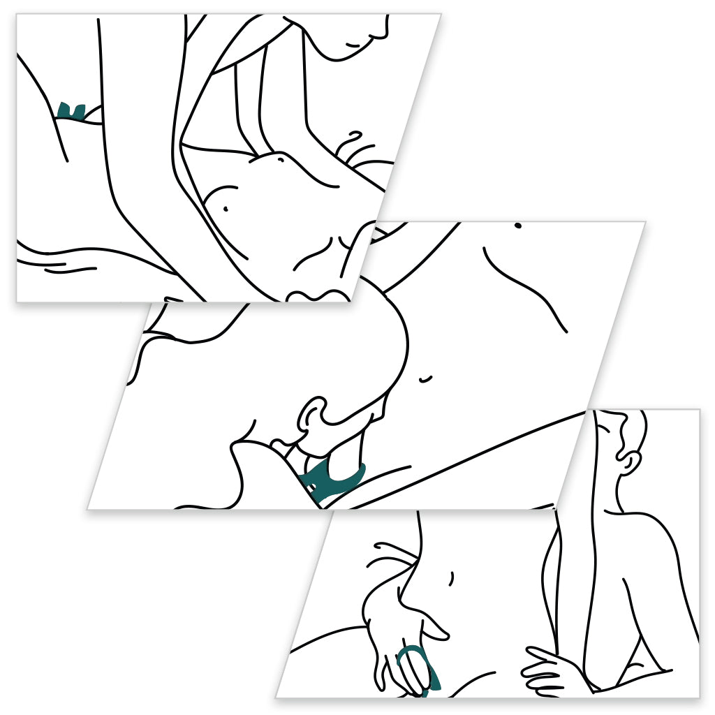 Fun Factory NOS Vibrating Cock Ring Teal Instructions Graphics