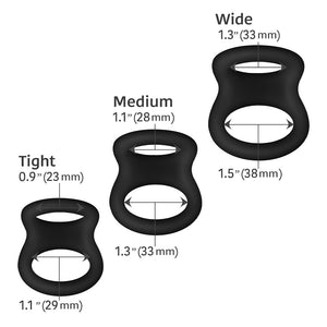 Forto F-22 Cock & Ball Double Ring Set Dimensions Tight Medium Wide