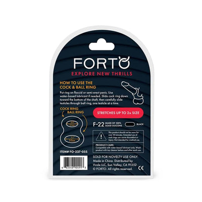 Forto Cock & Ball Double Penoscrotal Ring Tight 44mm Packaging Back