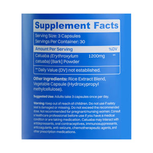 INB4 Libido Booster Natural Supplement with Catuaba Supplement Facts Back Label