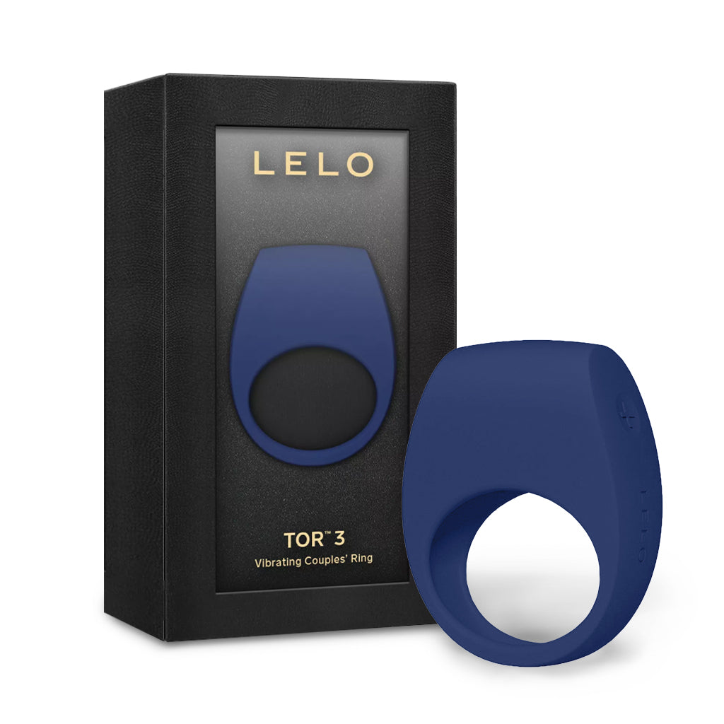 LELO Tor 3 Vibrating Penis Ring for Couples with Box Base Blue