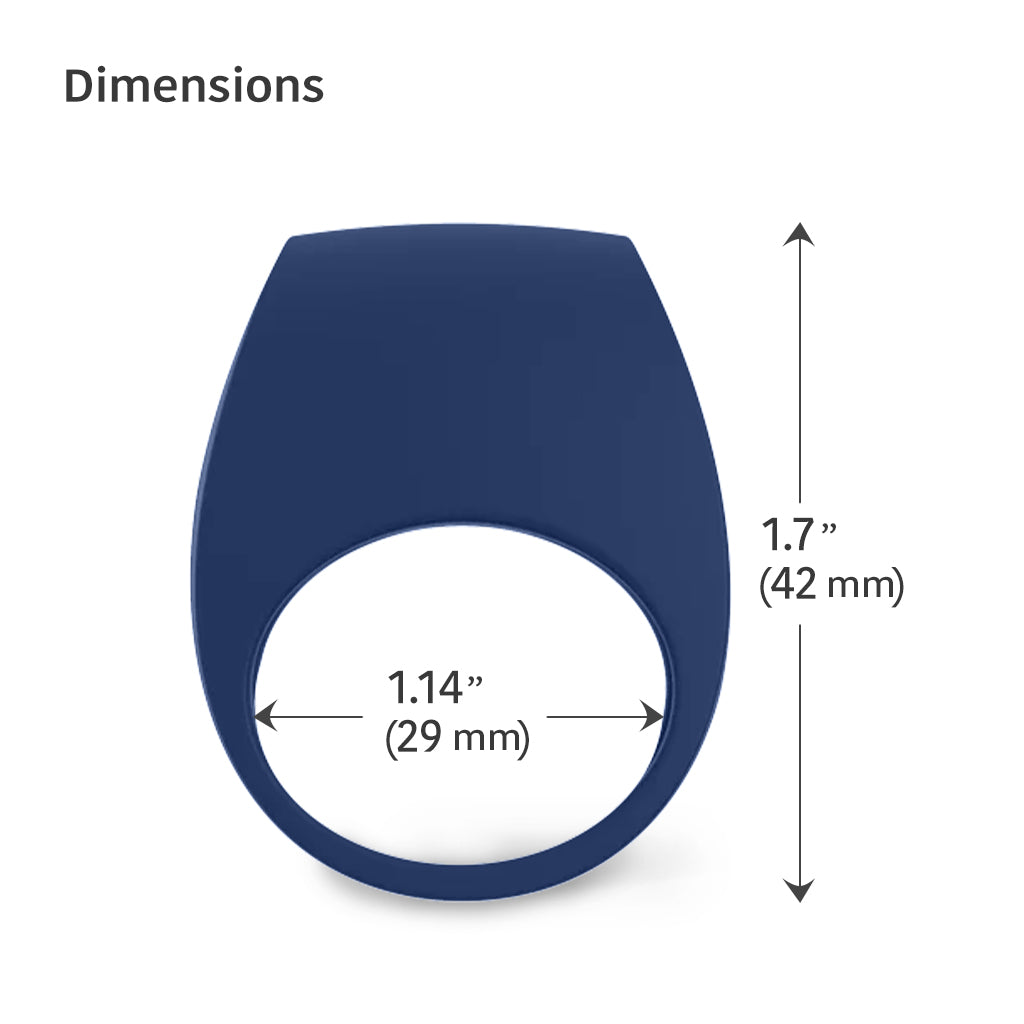 Lelo Tor 3 Vibrating Penis Ring for Couples Dimensions Base Blue