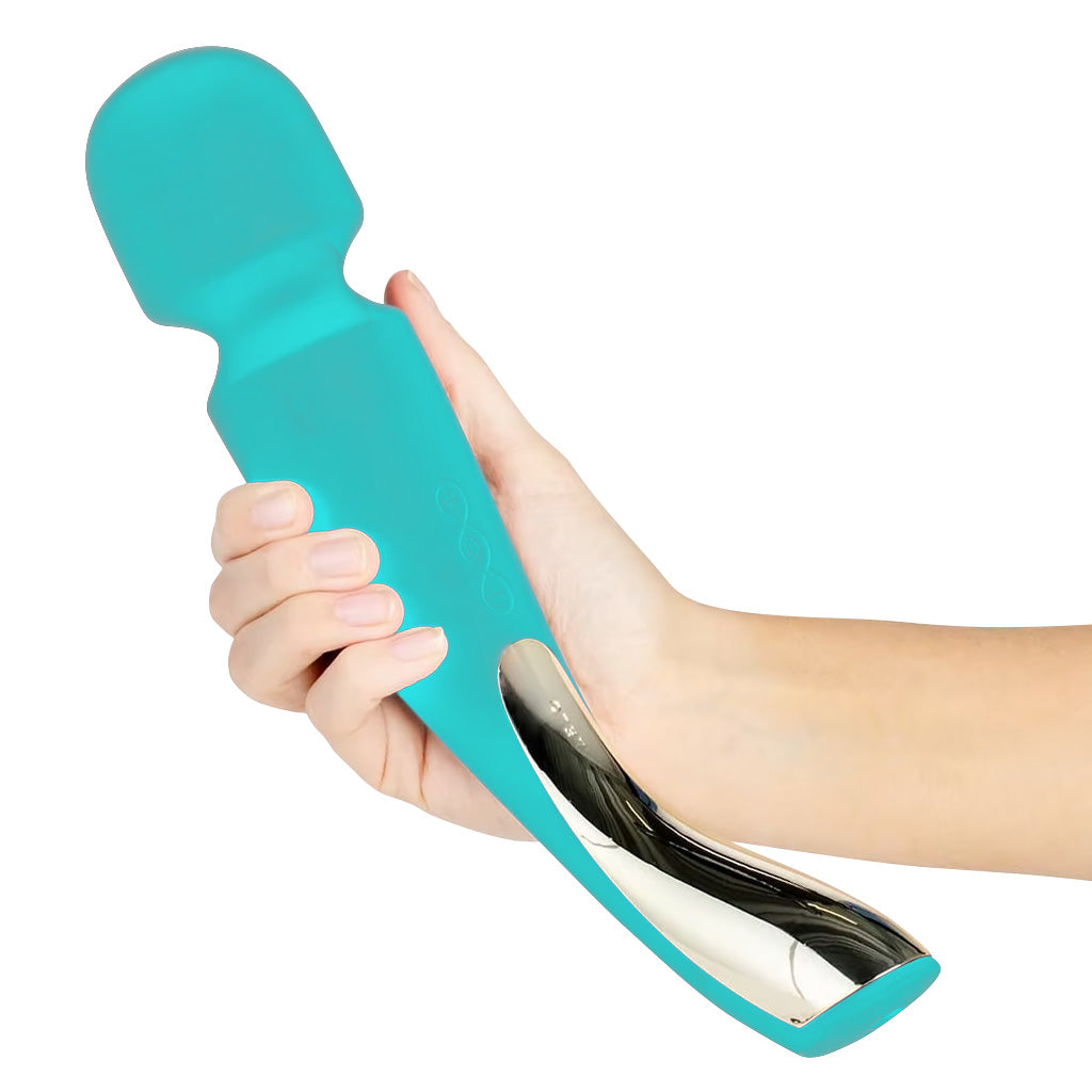 Lelo Smart Wand 2 Massager Large / Aqua with Hand