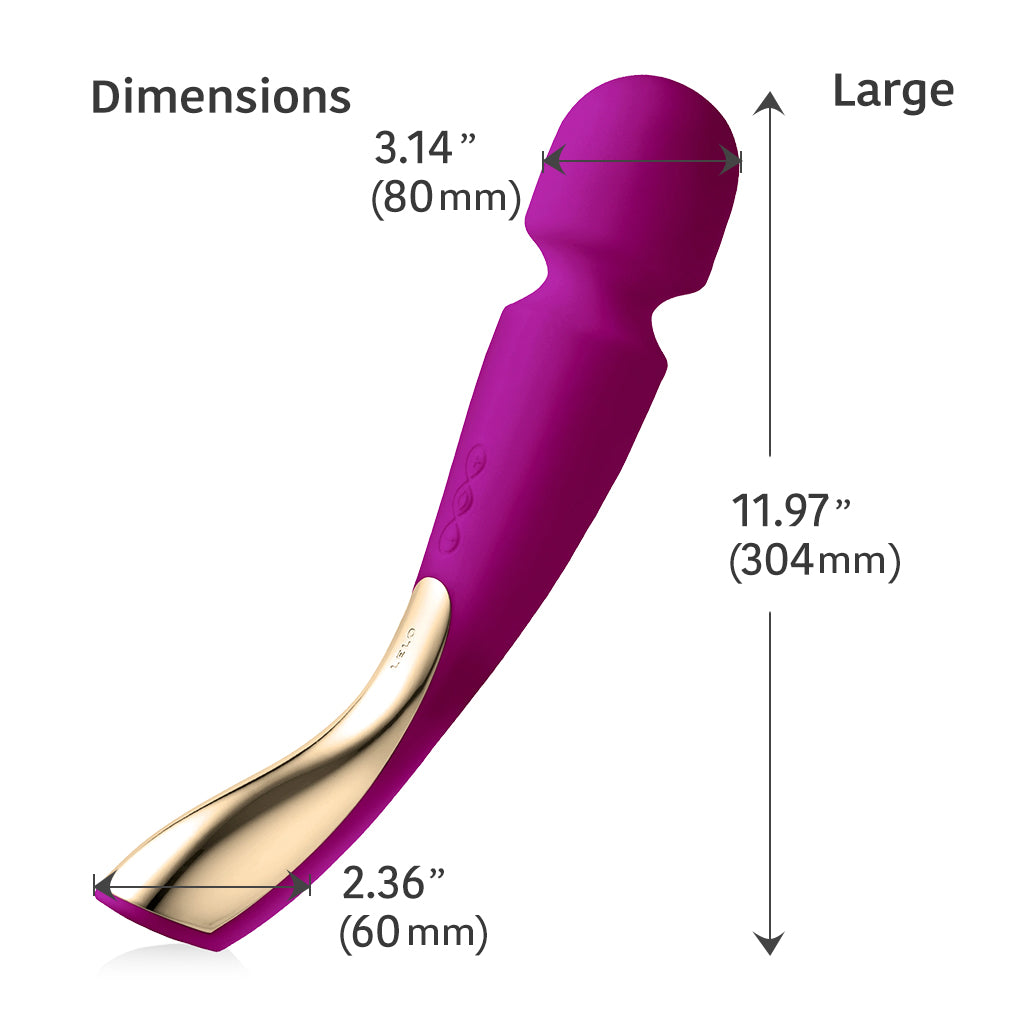 Lelo Smart Wand 2 Massager Large / Deep Rose Dimensions
