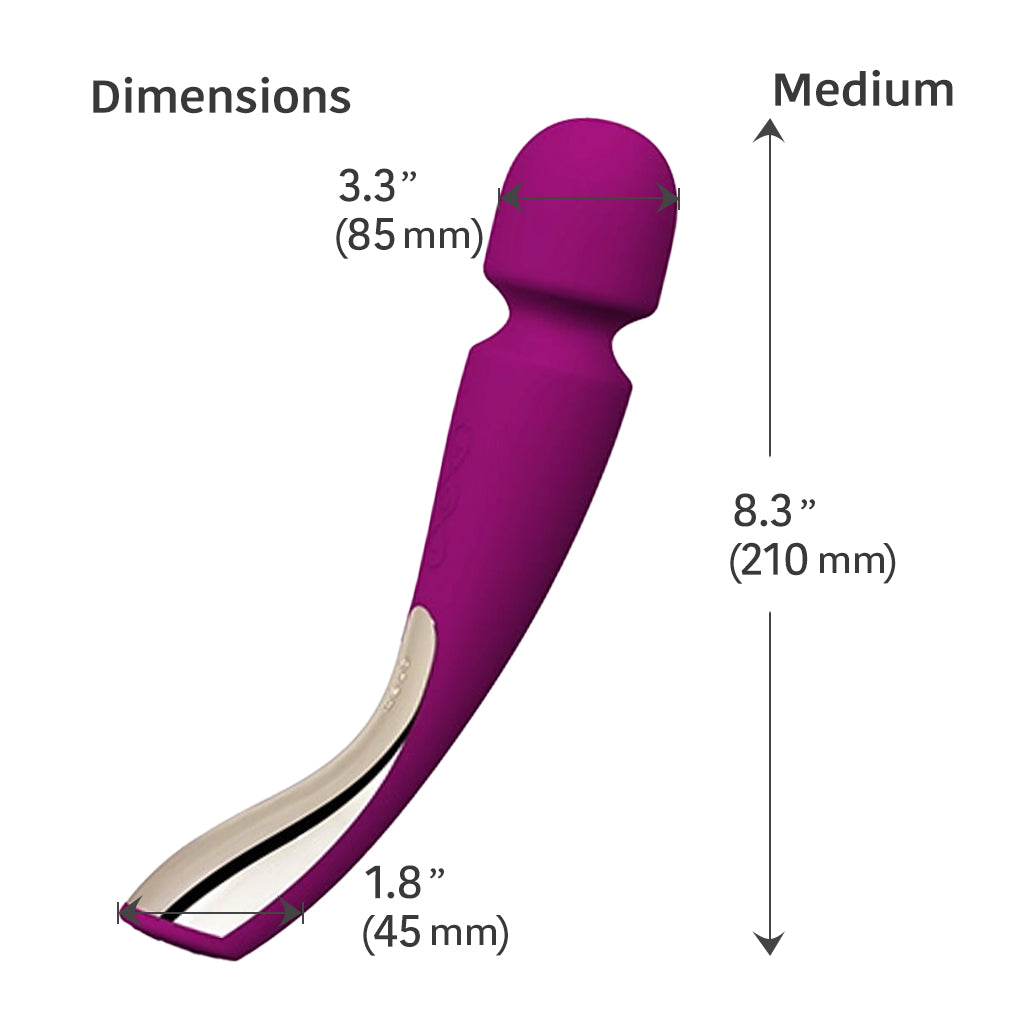 Lelo Smart Wand 2 Massager Medium / Deep Rose Dimensions