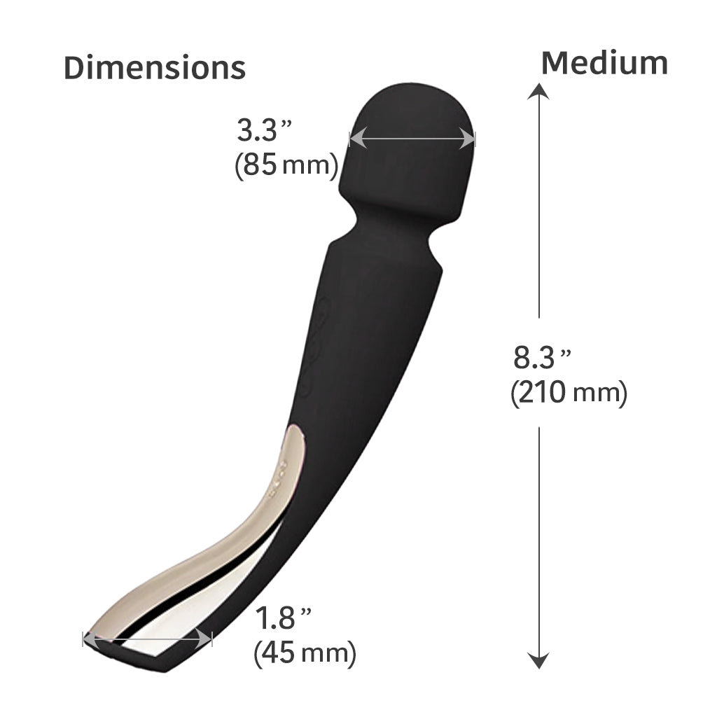 Lelo Smart Wand 2 Massager Medium / Black Dimensions