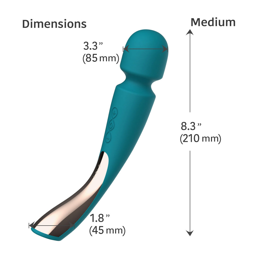 Lelo Smart Wand 2 Massager Medium / Ocean Blue Dimensions