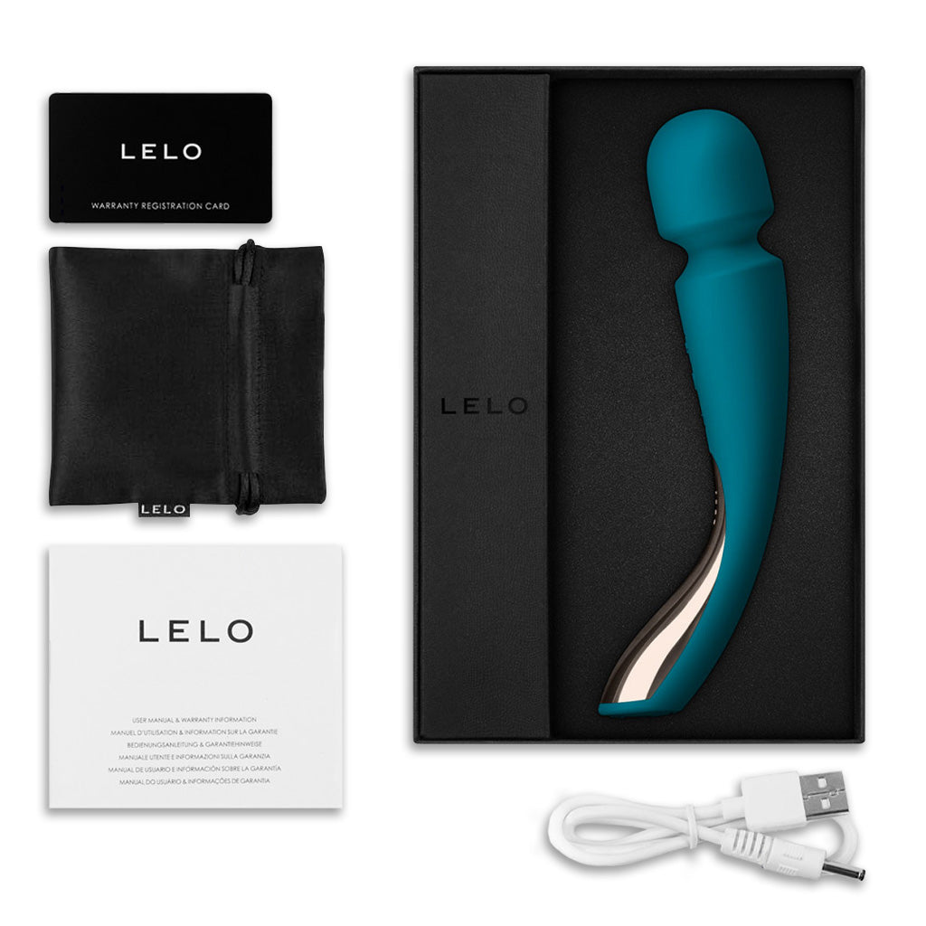 Lelo Smart Wand 2 Massager Medium / Ocean Blue Inside Package 