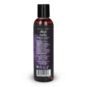 Intimate Earth Mojo Silicone-Based Sex Lube with Peruvian Ginseng Back Label