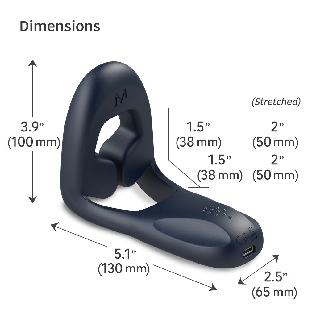 MysteryVibe Tenuto 2 Wearable Vibrator Dimensions