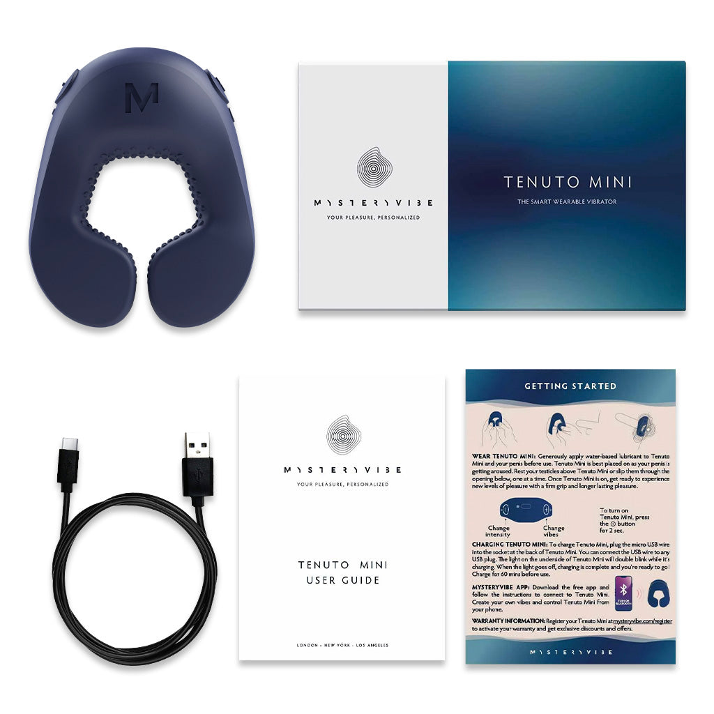 MysteryVibe Tenuto Mini Wearable Vibrator Inside Package Contents