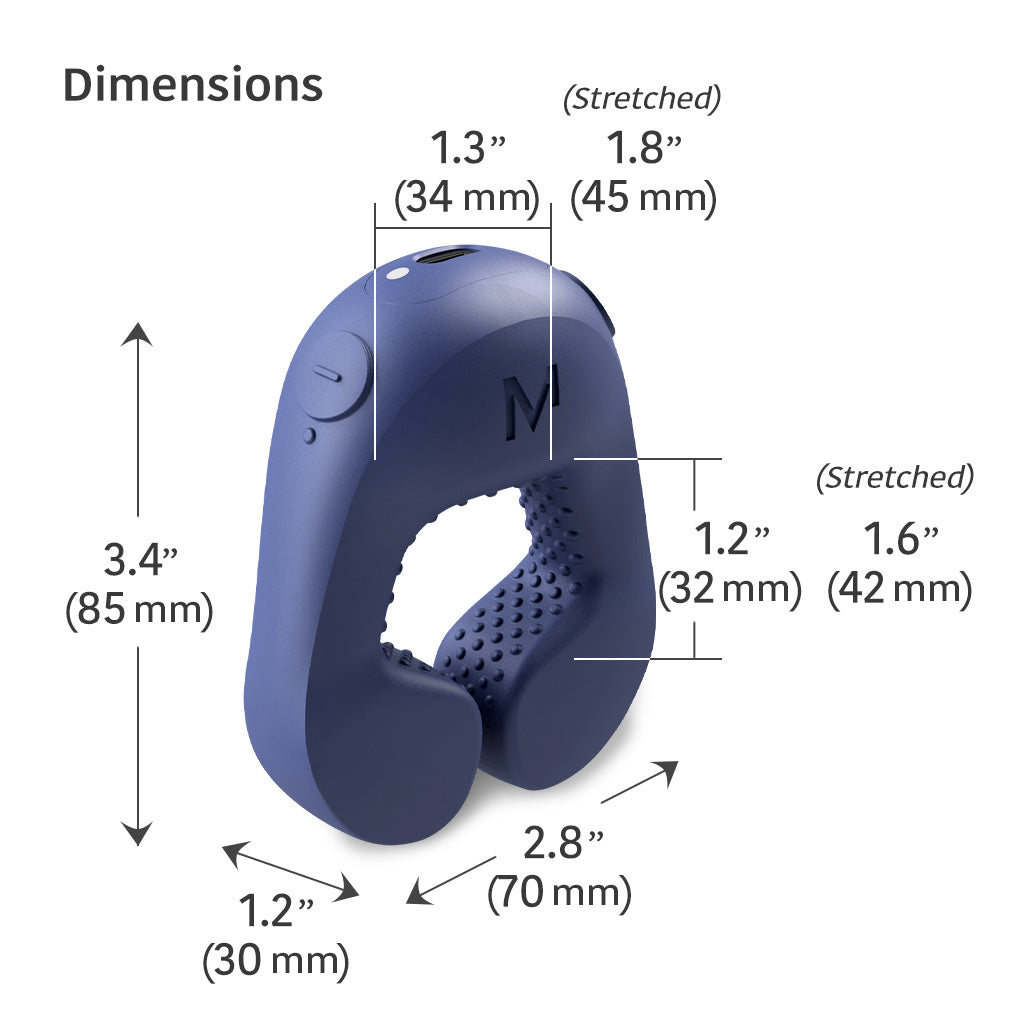 MysteryVibe Tenuto Mini Wearable Vibrator Dimensions