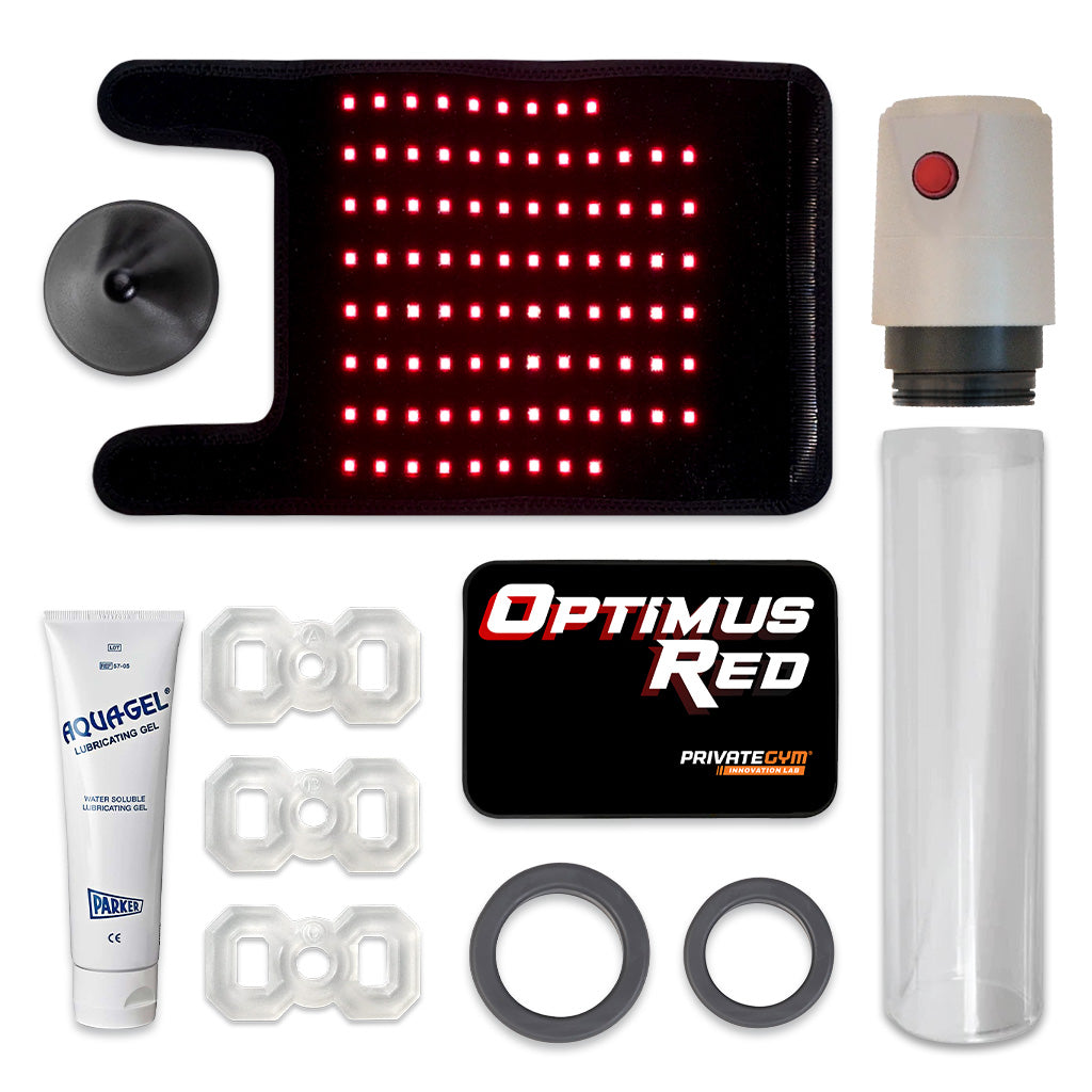 Optimus Red RLT Penis Pump Set Inside Package Contents Automatic