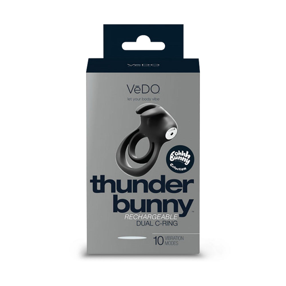 VeDO Thunder Bunny Vibrating Dual Cock Ring Black Packaging Front