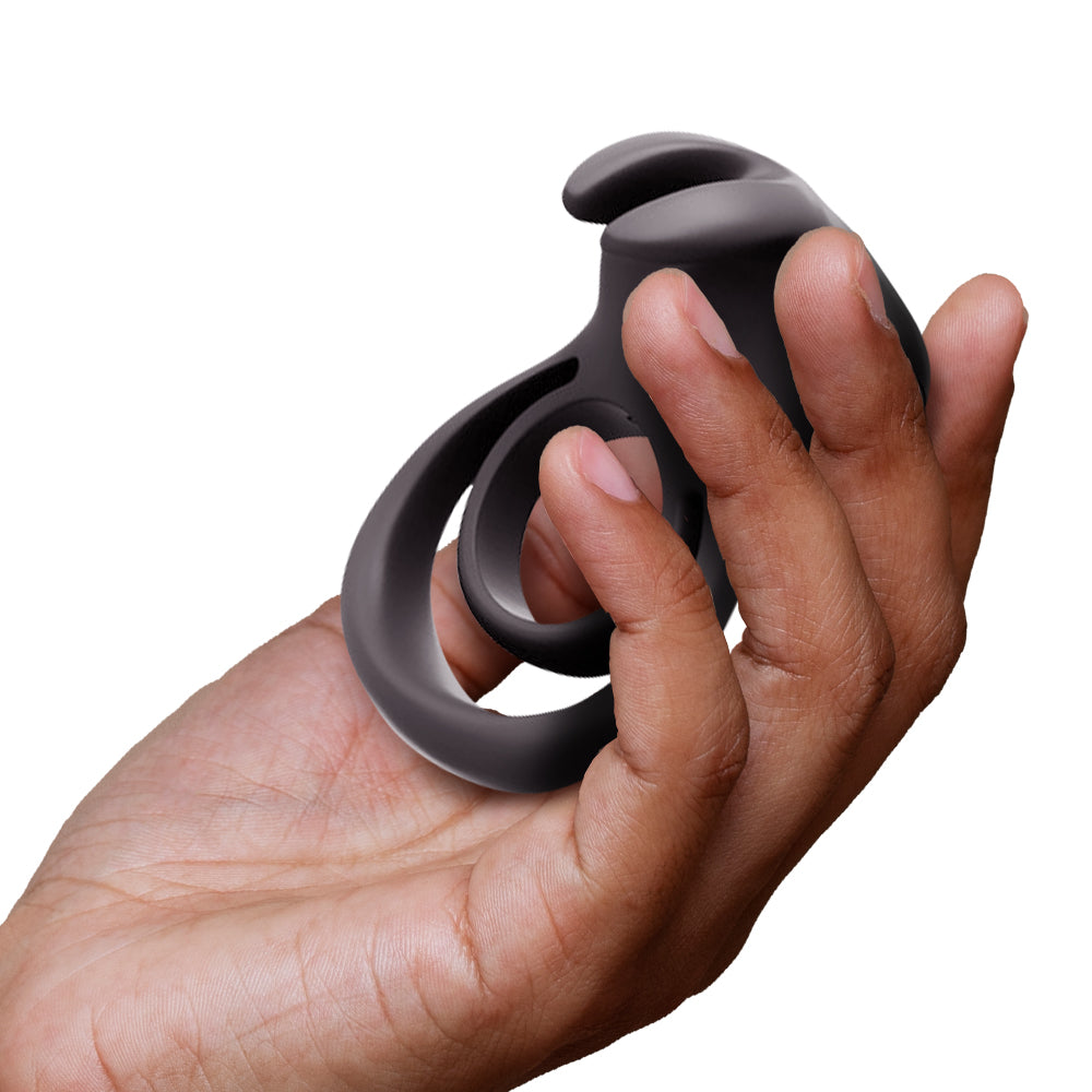 VeDO Thunder Bunny Vibrating Dual Cock Ring Black with Hand