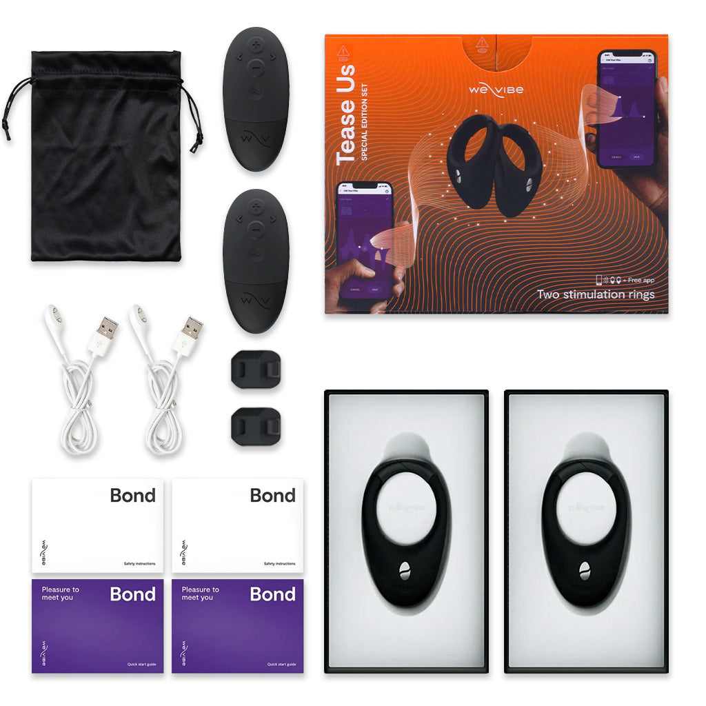 We Vibe Bond & Bond Wearable Vibrator Tease Us Set Inside Package Contents