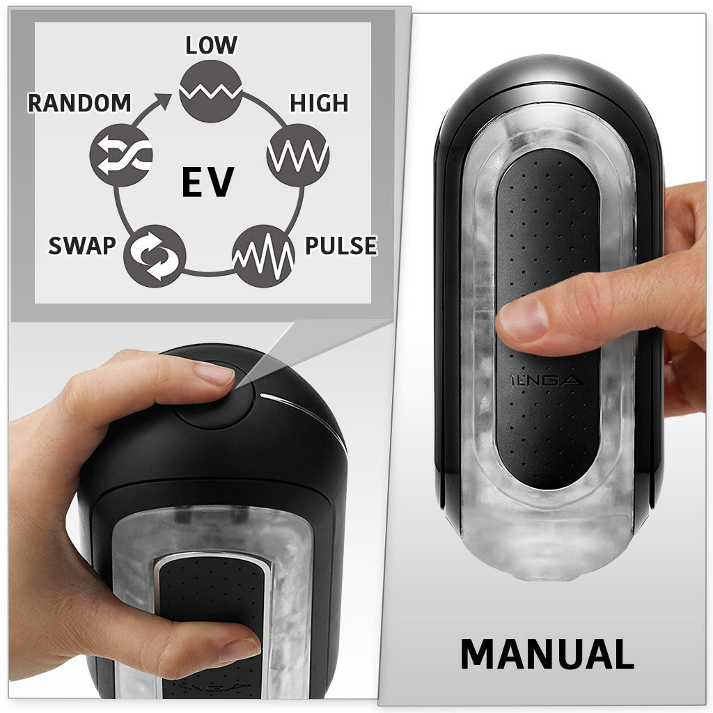 Tenga Flip Zero Black Choice of Manual or Electric Vibration (EV)