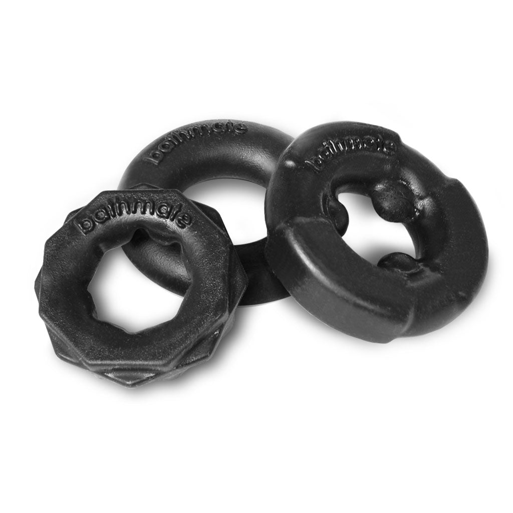 Bathmate Power Ring for Sexual Performance three power rings stacked up 3-pack