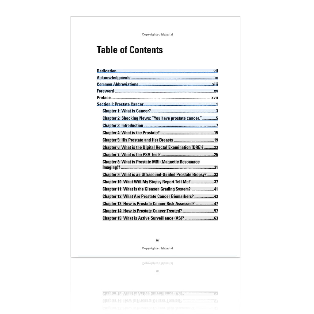 Prostate Cancer 20/20 Book Table of Contents 1 Manual / Yes Manual / No Automatic / Yes Automatic / No