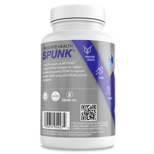 SPUNK Natural Prostate Health Supplement rear of bottle Gray Orange No Private Gym